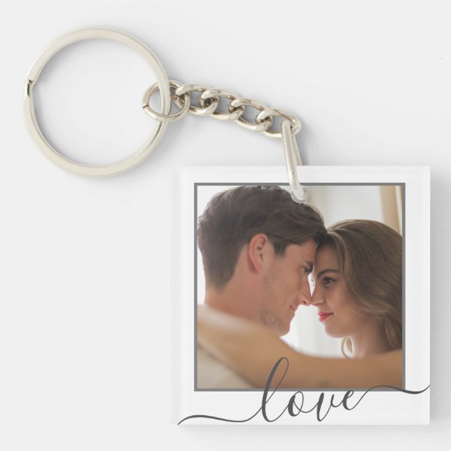 Trendy Personalized Love Family 2 Photo Keepsake  Keychain (Front)