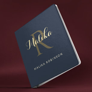 Trendy Personalized Luxury Monogram Name Binder