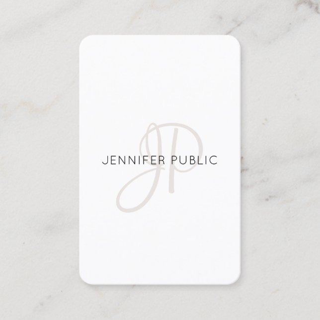 Trendy Personalized Modern Elegant Monogrammed Business Card (Front)