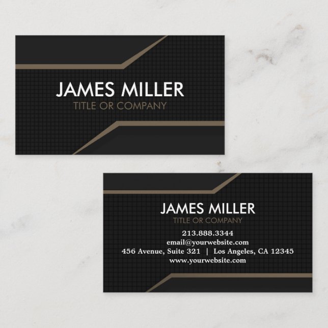 Trendy Personalized Modern Luxury Black Gold       Business Card (Front/Back)