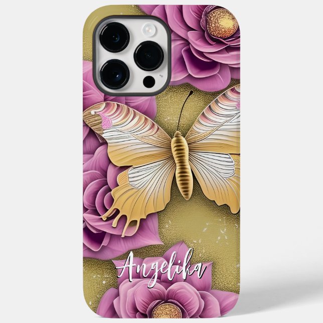 Trendy Personalized Name Butterfly Case-Mate iPhone Case (Back)