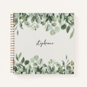 Trendy Personalized Name Eucalyptus Greenery       Notebook