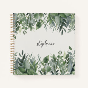 Trendy Personalized Name Eucalyptus Greenery       Notebook