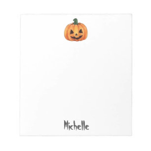 Trendy Personalized Name Halloween Theme Pumpkin Notepad