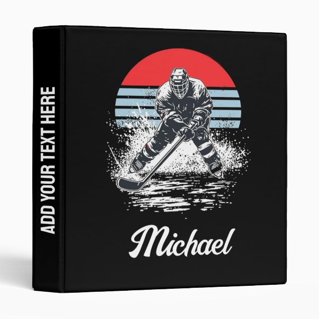 Trendy Personalized Name Hockey Player black       Binder (Front/Spine)