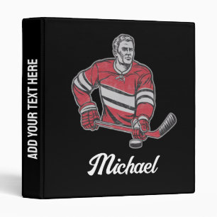 Trendy Personalized Name Hockey Player black       Binder