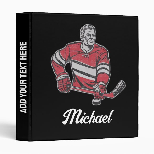 Trendy Personalized Name Hockey Player black       Binder (Front/Spine)