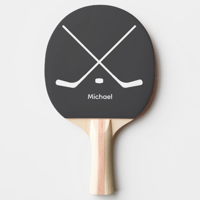 Trendy Personalized Name Hockey Sticks and Puck    Ping Pong Paddle (Front)