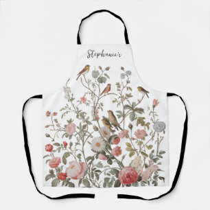 Trendy Personalized Name wildflowers & birds Apron