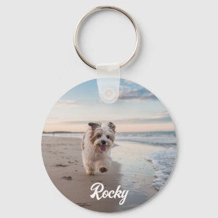 Trendy Personalized Pet Photo and Text Dog Lover   Keychain