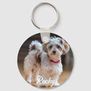 Trendy Personalized Pet Photo and Text Dog Lover   Keychain
