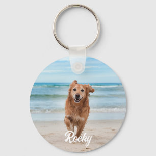 Trendy Personalized Pet Photo and Text Dog Lover   Keychain