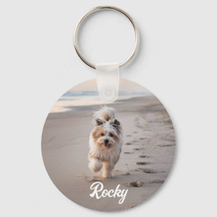 Trendy Personalized Pet Photo and Text Dog Lover   Keychain