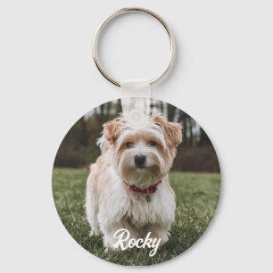 Trendy Personalized Pet Photo and Text Dog Lover   Keychain