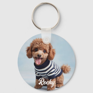 Trendy Personalized Pet Photo and Text Dog Lover   Keychain