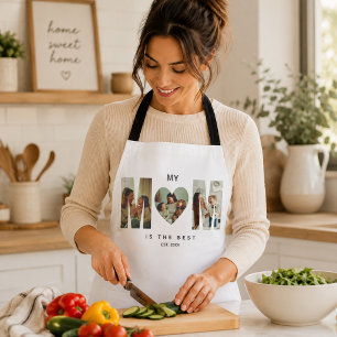 Trendy Personalized Photo MOM Heart Apron