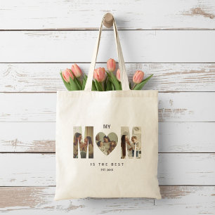 Trendy Personalized Photo MOM Heart Tote Bag
