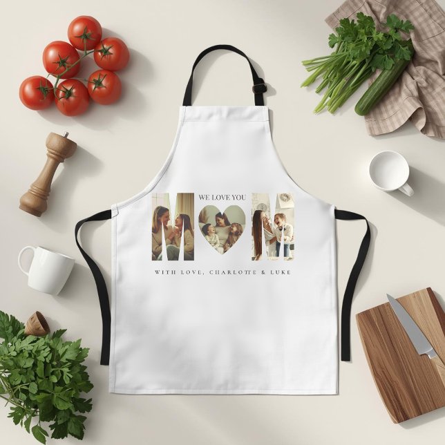 Trendy Personalized Photo WE LOVE YOU Mom Apron (Creator Uploaded)