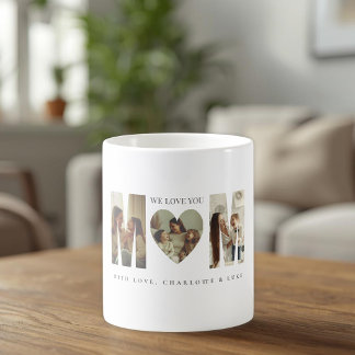 Trendy Personalized Photo WE LOVE YOU Mom Mug