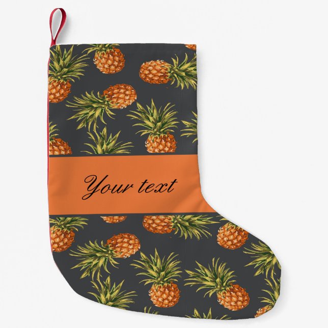 Trendy Personalized Pineapple Small Christmas Stocking (Front)