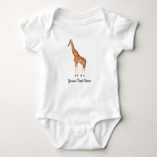 Trendy Personalized Safari Animal cute Giraffe     Baby Bodysuit