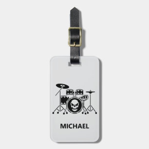 Trendy Personalized skull Drum Set Music Drummer Luggage Tag