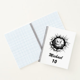 Trendy Personalized Soccer Football Name & Number Notebook
