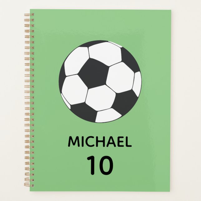 Trendy Personalized Soccer Football Name & Number  Planner (Front)
