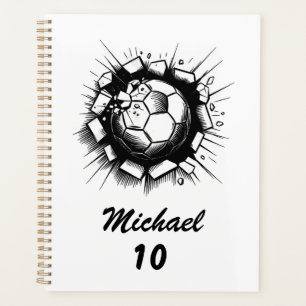 Trendy Personalized Soccer Football Name & Number Planner