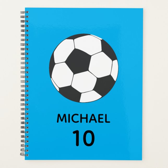 Trendy Personalized Soccer Football Name & Number  Planner (Front)