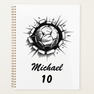 Trendy Personalized Soccer Football Name & Number Planner