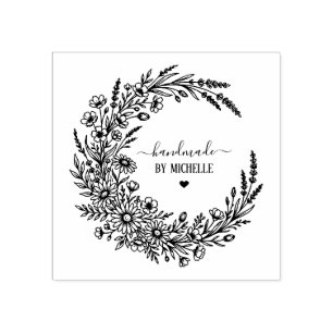 Trendy Personalized Stylish Handmade With Love     Rubber Stamp