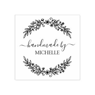 Trendy Personalized Stylish Handmade With Love Rubber Stamp