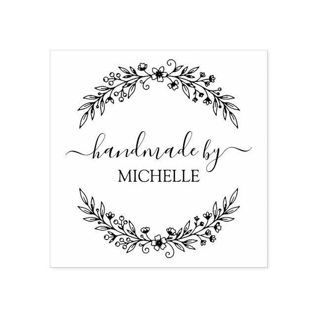 Trendy Personalized Stylish Handmade With Love Rubber Stamp (Imprint)