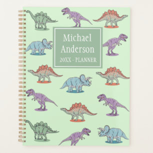 Trendy Personalized watercolor dinosaur pattern P Planner