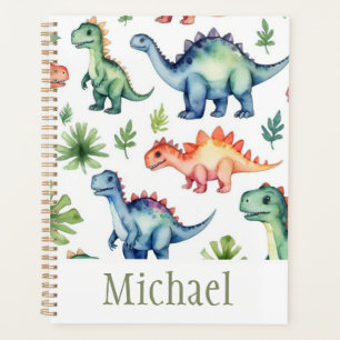 Trendy  Personalized watercolor dinosaur pattern Planner