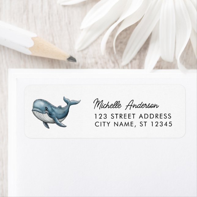 Trendy Personalized Whale  Return Address (Insitu)