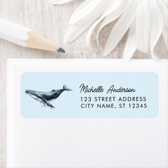 Trendy Personalized Whale  Return Address (Insitu)