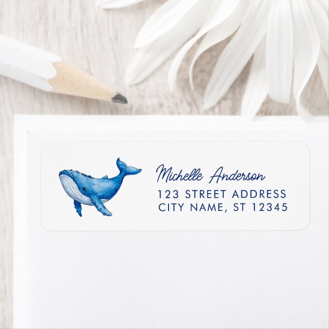 Trendy Personalized Whale  Return Address (Insitu)
