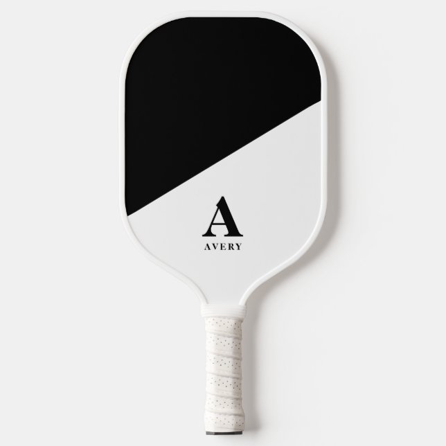 Trendy Personalized Youthful black white Design Pickleball Paddle (Front)