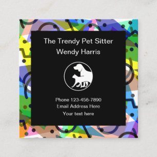Trendy Pet Sitter Modern Square Business Card