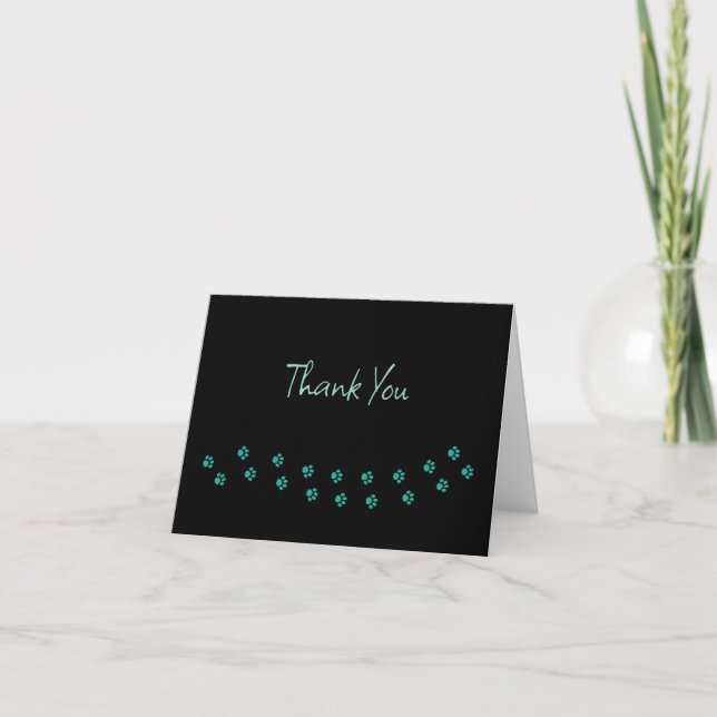 Trendy Pet Theme Thank You Cards Paw Prints (Front)