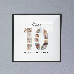 Trendy Photo Collage 10th Birthday Party Welcome Poster