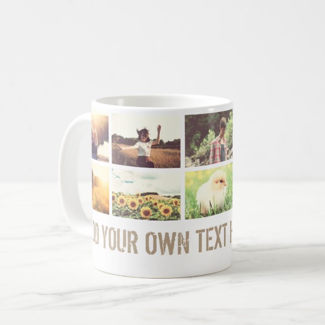 Trendy photo collage and text coffee mug (Front Left)