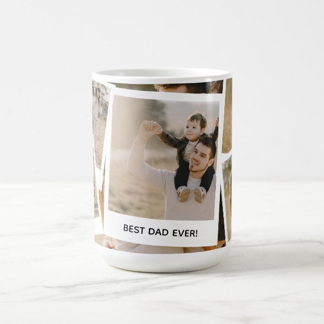 Trendy Photo Collage 'Best Dad Ever' Coffee Mug (Center)