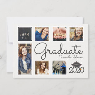 Trendy Photo Collage Cap Graduate Announcement