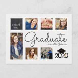 Trendy Photo Collage Cap Graduate Announcement Postcard