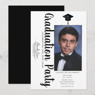 Trendy Photo Graduation Party Celebration BBQ Invitation