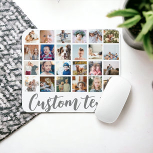 Trendy photo grid collage custom text mouse pad