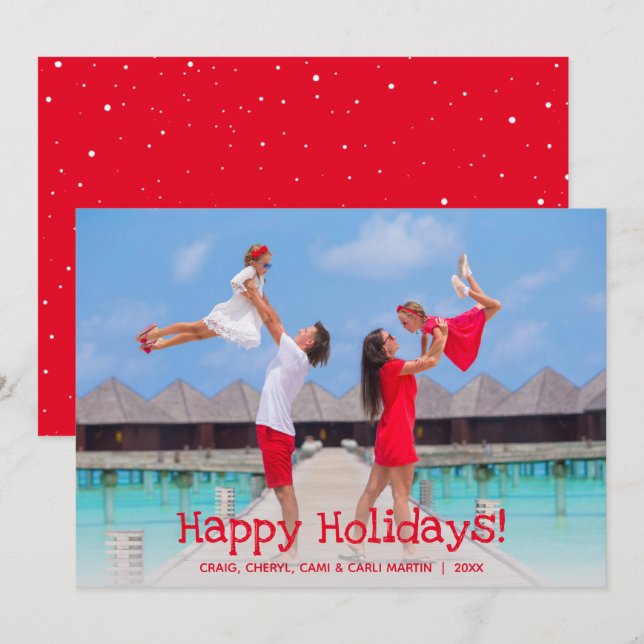 Trendy Photo Happy Holiday Card (Front/Back)